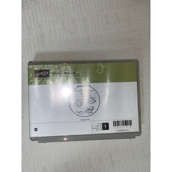 RARE Vintage Stampin Up Fishin Around Mounted Block Card Scrapbook Craft Bowl - Picture 1 of 12